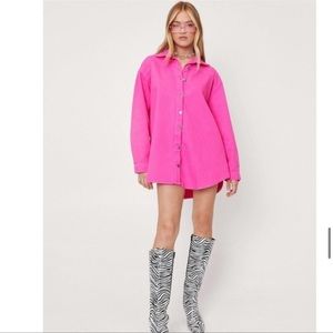 NASTY GAL Oversized Button Down Denim Shirt Dress Size 4